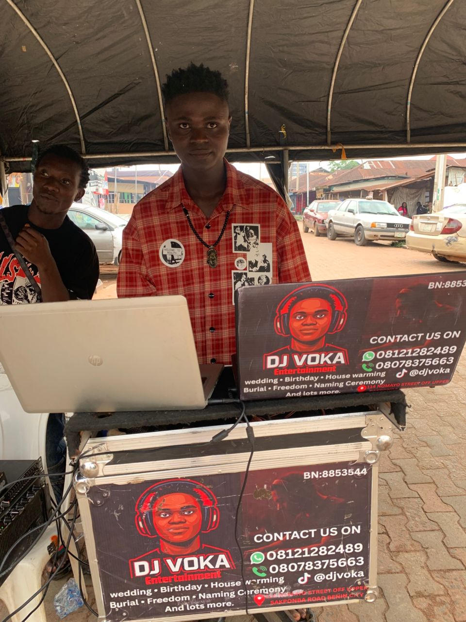 DJ VOKA sound equipment ready for a party in Benin City
